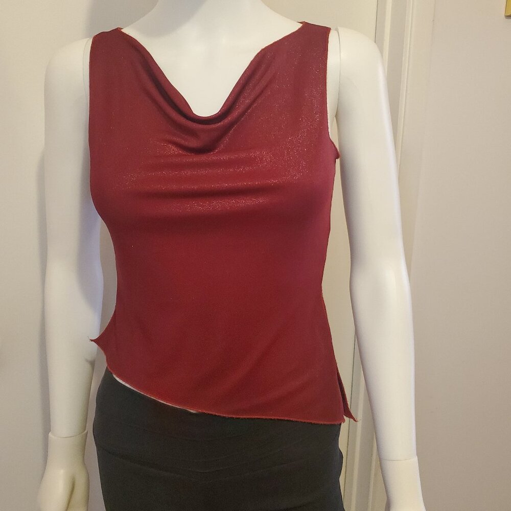 XS Red Draped front Tank Top